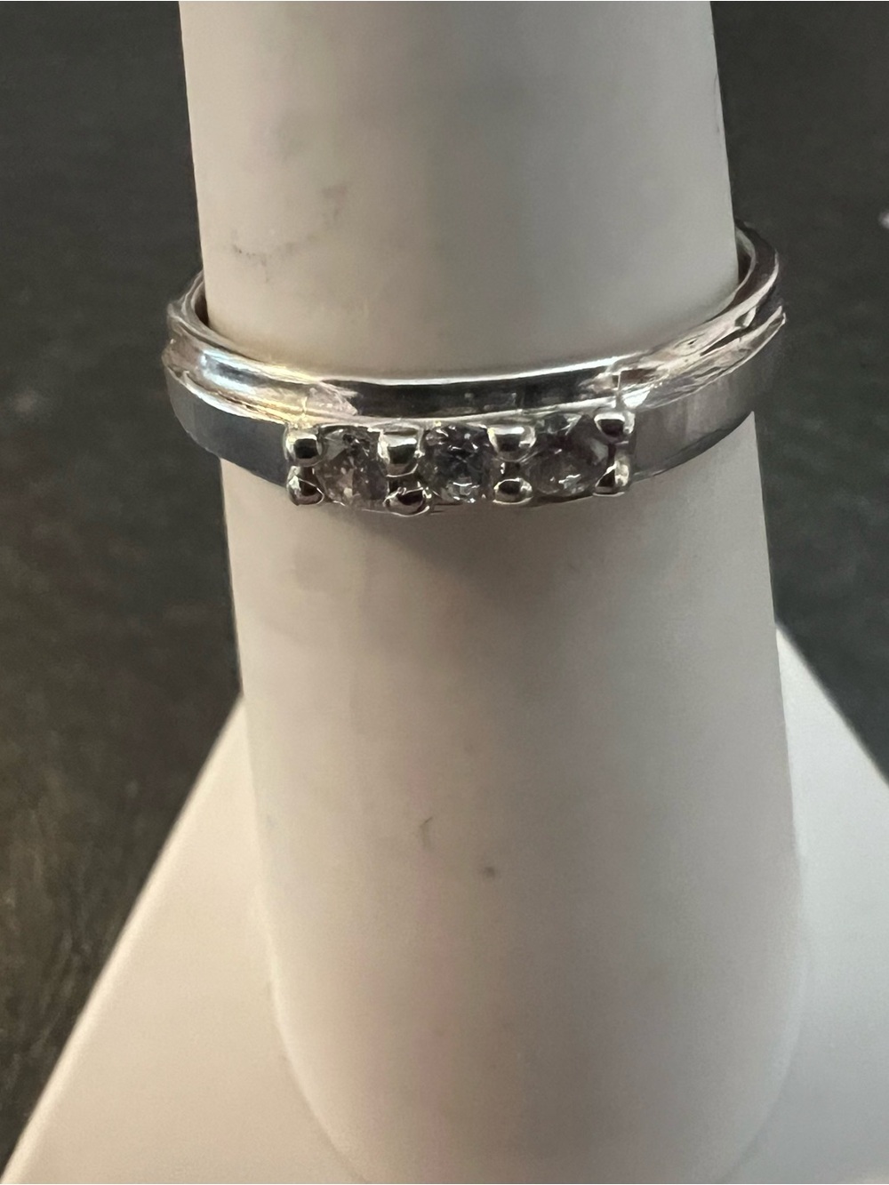 Three-Stone Sterling Silver Ring with White Topaz - Women's